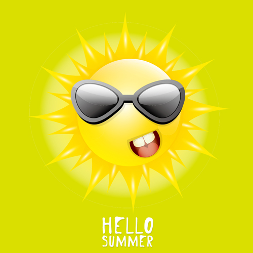 Funny sun cartoon summer vector background 05 free download
