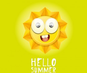 Funny sun cartoon summer vector background 06