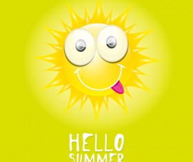Funny sun cartoon summer vector background 07