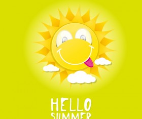 Funny sun cartoon summer vector background 08