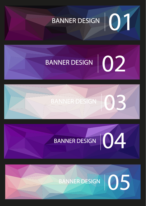 Geometric shapes numbered banners vector material 03