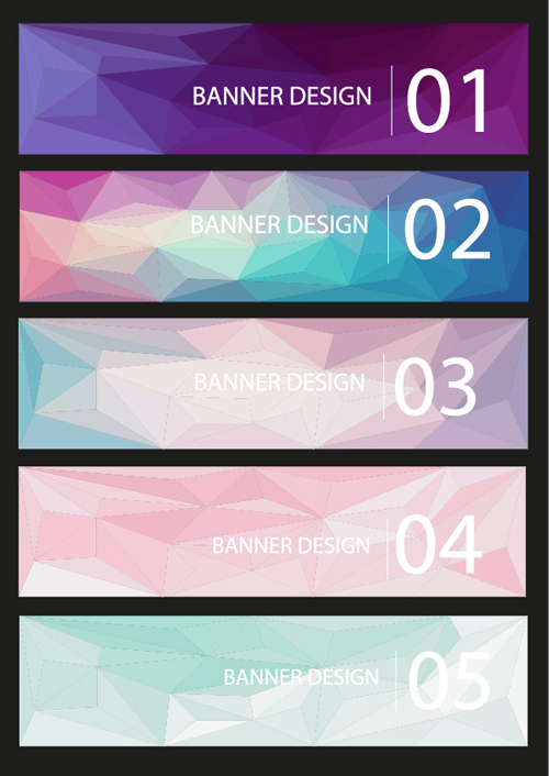 Geometric shapes numbered banners vector material 04