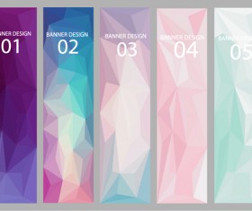 Geometric shapes numbered banners vector material 05