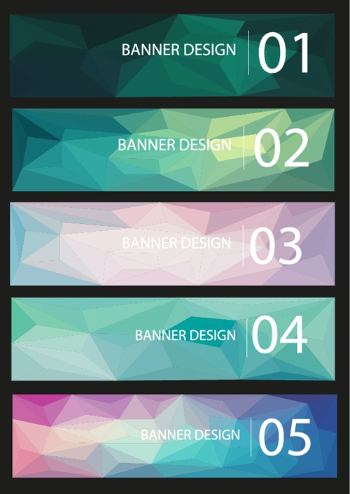 Geometric shapes numbered banners vector material 06
