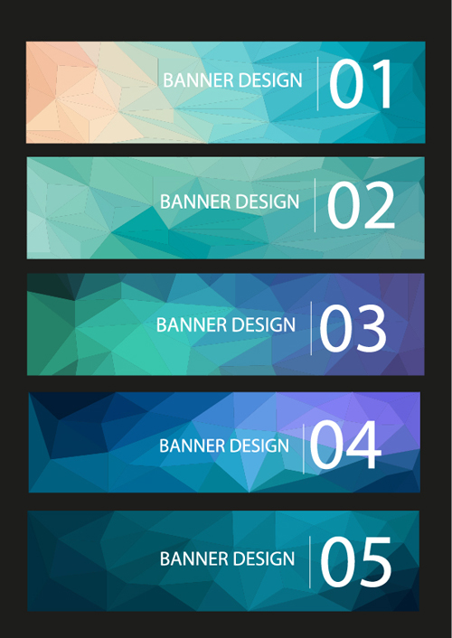 Geometric shapes numbered banners vector material 09