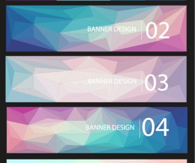 Geometric shapes numbered banners vector material 14