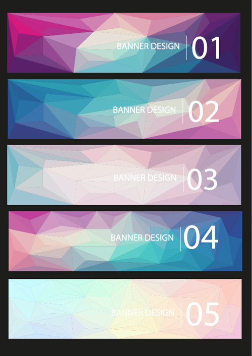 Geometric shapes numbered banners vector material 14