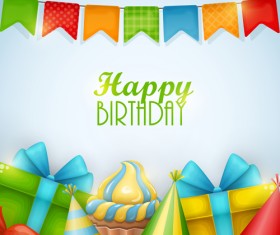 Gift with sweet birthday background vector