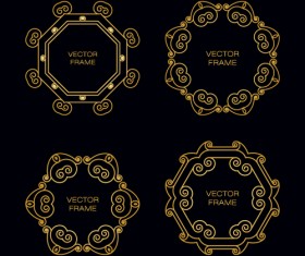 Gold deco frame beautiful vector set 05