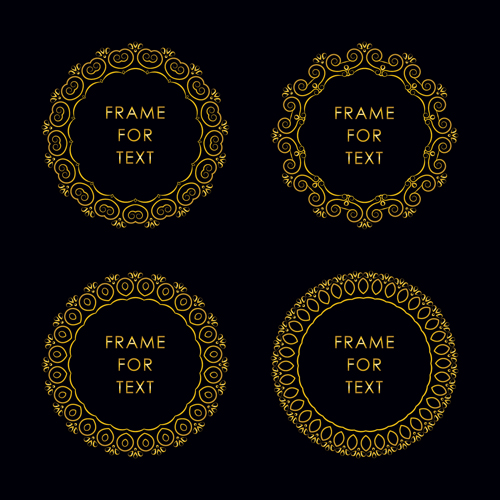 Gold deco frame beautiful vector set 08 free download