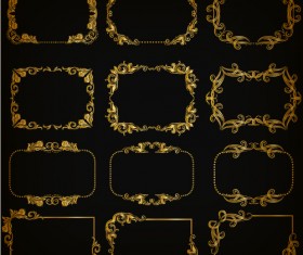 Gold frame shiny vector set 01