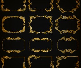 Gold frame shiny vector set 02