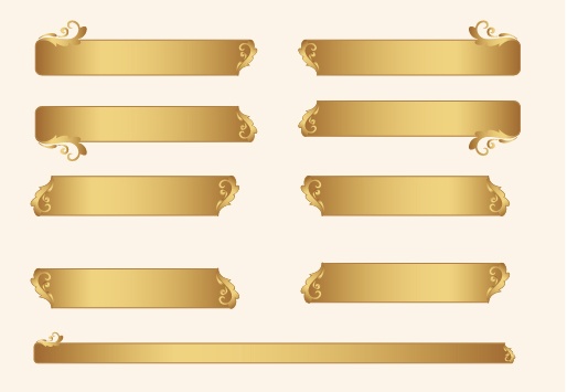 Gold ornament frames with floral vector