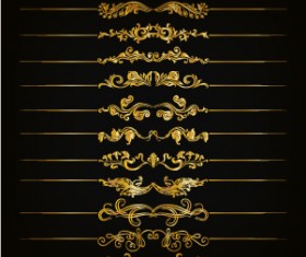 Golden floral borders vector material