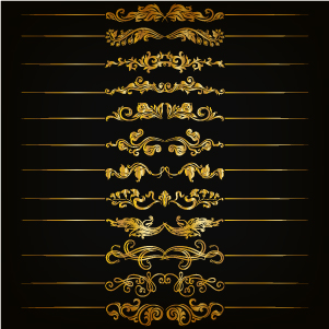 Golden floral borders vector material