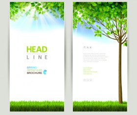Green leaves with sunlight banners vector material 02