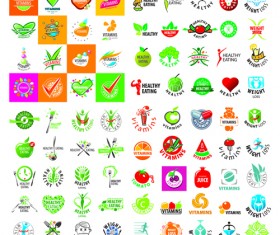 Green styles healthy logos vectors set