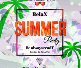 Grunge styles party poster summer vector 01