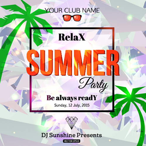 Grunge styles party poster summer vector 01