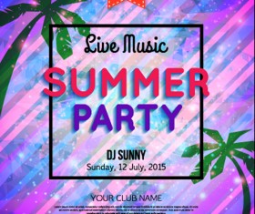 Grunge styles party poster summer vector 03