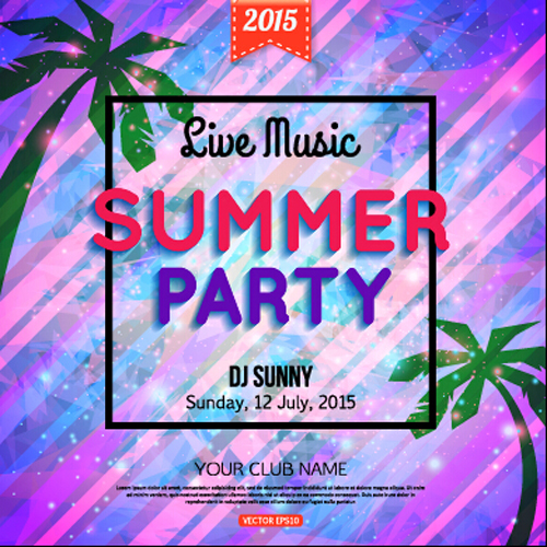 Grunge styles party poster summer vector 03