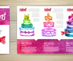 Hand drawn cake poster with card vector 01