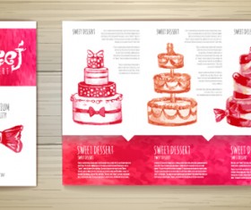 Hand drawn cake poster with card vector 03