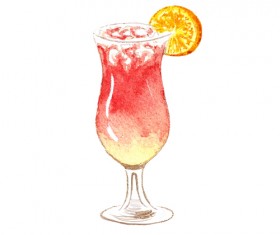 Hand drawn cocktail watercolor vector material 03
