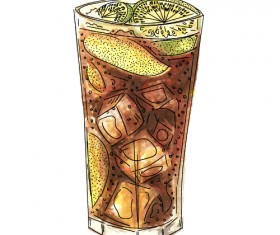 Hand drawn cocktail watercolor vector material 04