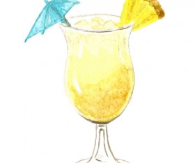 Hand drawn cocktail watercolor vector material 05
