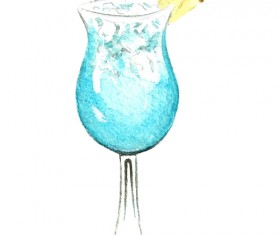 Hand drawn cocktail watercolor vector material 06