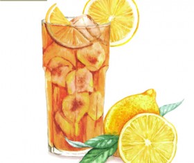 Hand drawn cocktail watercolor vector material 07