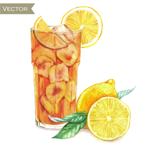 Hand drawn cocktail watercolor vector material 07