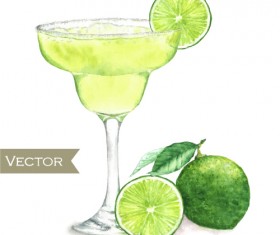 Hand drawn cocktail watercolor vector material 08