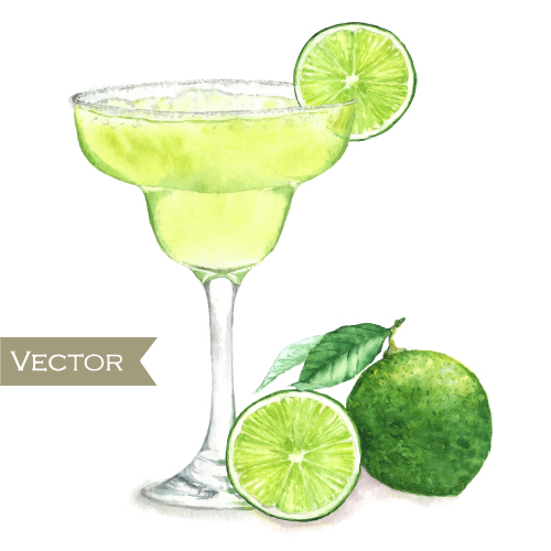 Hand drawn cocktail watercolor vector material 08