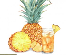 Hand drawn cocktail watercolor vector material 09