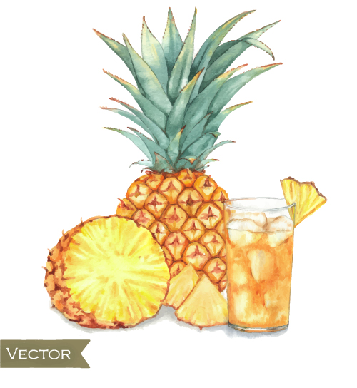 Hand drawn cocktail watercolor vector material 09