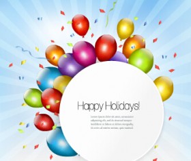 Happy birthday colorful balloons art background vector 01