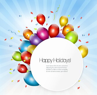 Happy birthday colorful balloons art background vector 01