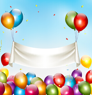 Happy birthday colorful balloons art background vector 05