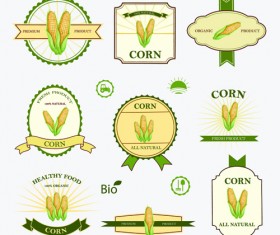 Healthy food labels corn vector material