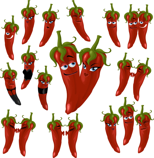 Hot chili peppers funny cartoon vectors 02