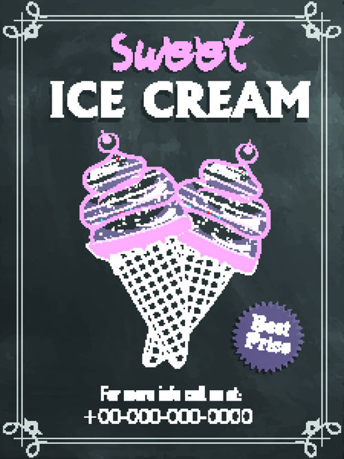 Ice cream vintage poster vector material 02