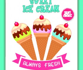 Ice cream vintage poster vector material 03