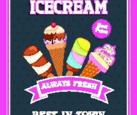 Ice cream vintage poster vector material 05