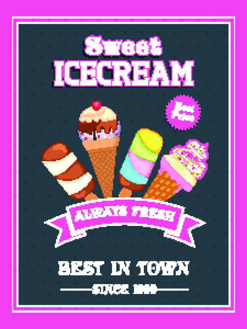 Ice cream vintage poster vector material 05