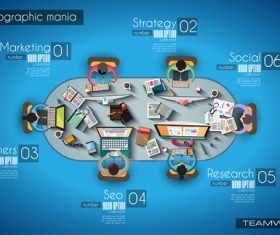 Infographics teamwork business template vector