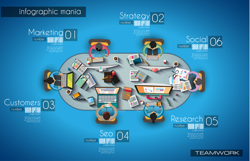 Infographics teamwork business template vector