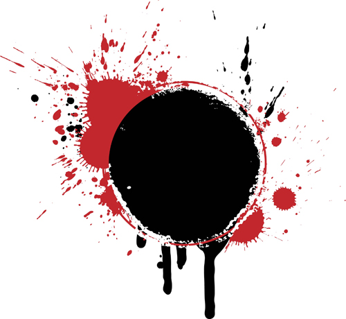 Ink marks black with red grunge background vector