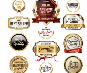 Luxury gold premium quality labels vector material